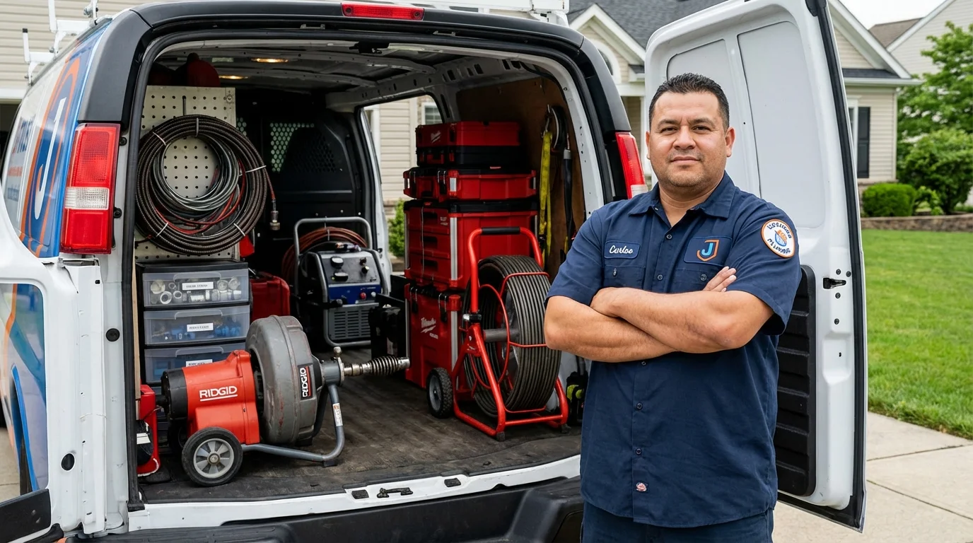 Professional drain cleaning equipment and Johns Plumbing LLC plumber in Lindstrom